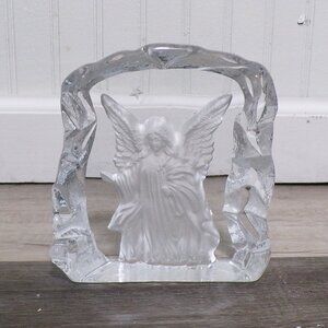 Etched Glass Paper Weight Angel